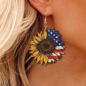 Patriotic sunflower earrings